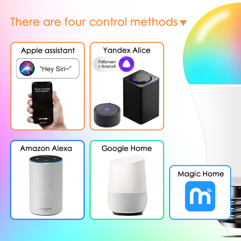 لمبة إضاءة LED ذكية ، B22 ، E27 ، Wifi ، 15 وات ، ذكي ، دافئ ، إضاءة قابلة للتعتيم ، تحكم عبر تطبيق Alexa ، مساعد Google