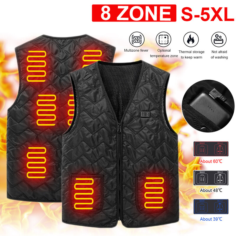 Зимняя умная термостатическая куртка с подогревом, женская и мужская жилетка с V-образным вырезом и USB-зарядкой