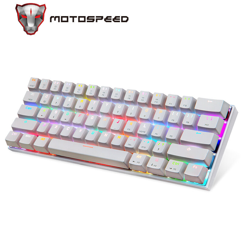 MOTOSPEED CK62 клавиатура Беспроводной клавиатура с двойным режимом механическая клавиатура 61 Ключи RGB светодиодный Подсветка игровая клавиатур...