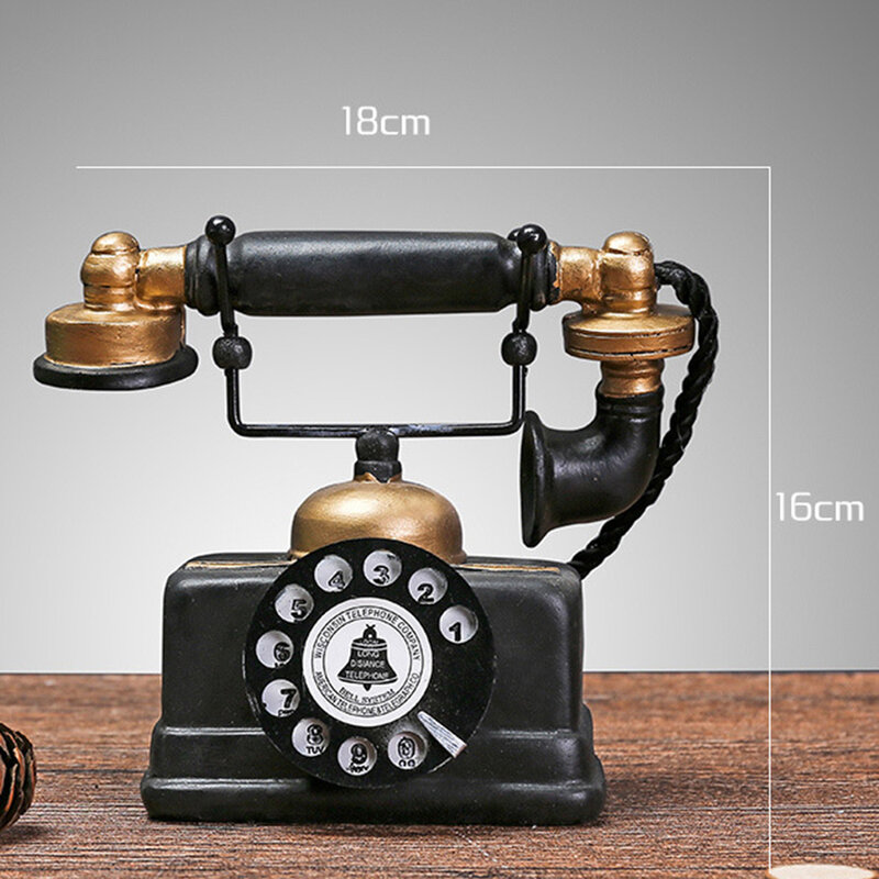 Modelo de teléfono de resina de decoración Vintage, artesanía en miniatura, muebles Retro, figuritas, Bar, decoración del hogar, teléfono en miniatura