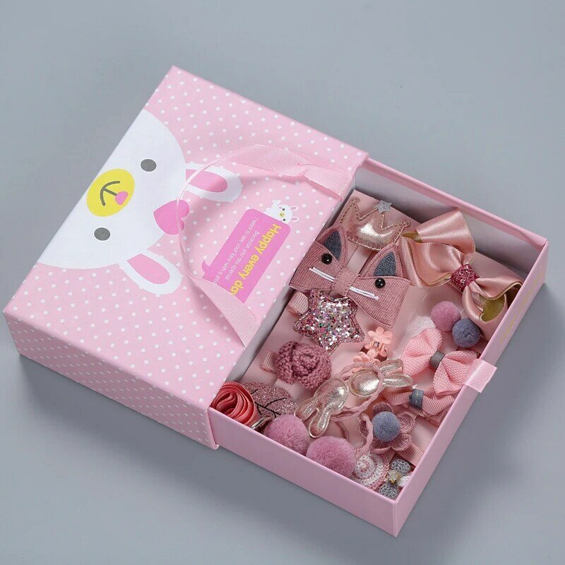 Accesorios coreanos para el cabello para bebé, tocado de princesa, diadema para niña, 18 piezas, pasadores de niñas, conjunto de regalo