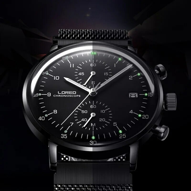 Horloges mannen Top Brand LOREO ultra sottile Orologio Al Quarzo Calendario Luminous Maglia di Acciaio Cinturino In Acciaio orologio Impermeabile militare