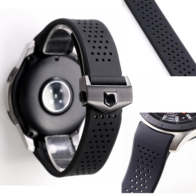 Pulseira de borracha de silicone de 22mm, pulseira de relógio esportiva respirável à prova d'água para samsung galaxy 46mm s3 s4