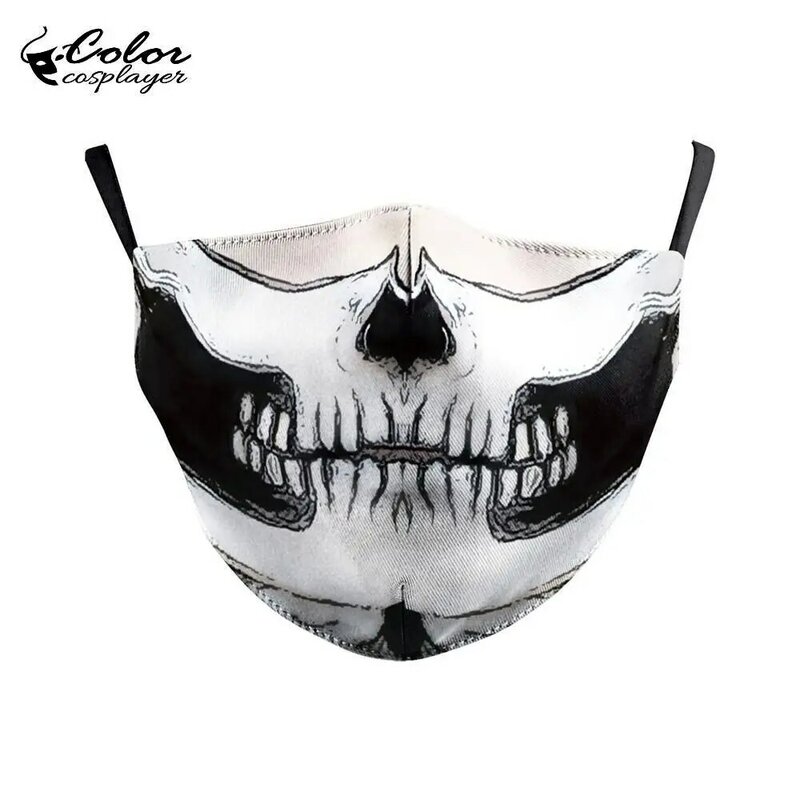 Warna Cosplayer Mulut Besar Seri Tengkorak Wajah Kain Masker Kain Cetak Masker Mulut-meredam Dicuci Dapat Digunakan Kembali Masker