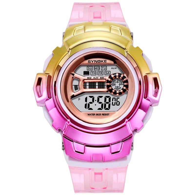 Часы наручные SYNOKE Женские электронные, модные спортивные водонепроницаемые цифровые светодиодные с градиентным циферблатом