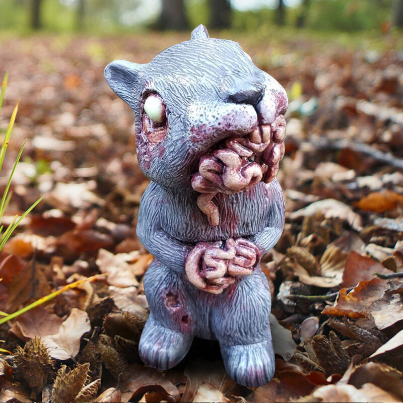 좀비 동물 할로윈 공포 고양이 너구리 정원 좀비 조각 야외 파티오 마당 잔디 동상 끔찍한 장식 장식