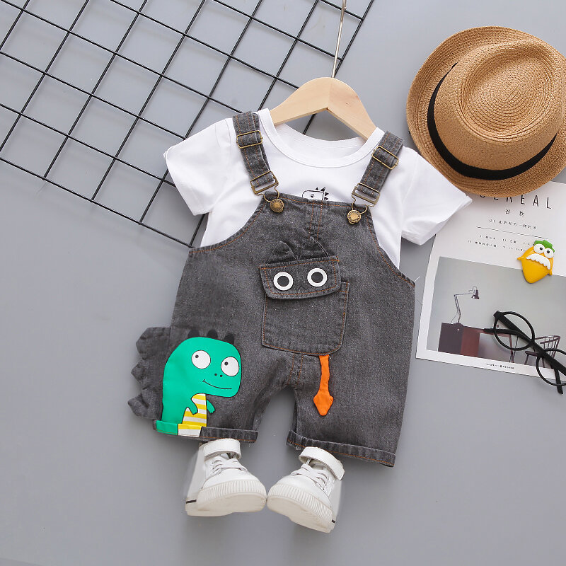 夏の男の赤ちゃんカジュアル貯金箱シャツ + ショート服セット幼児キッズボーイズ服スーツ
