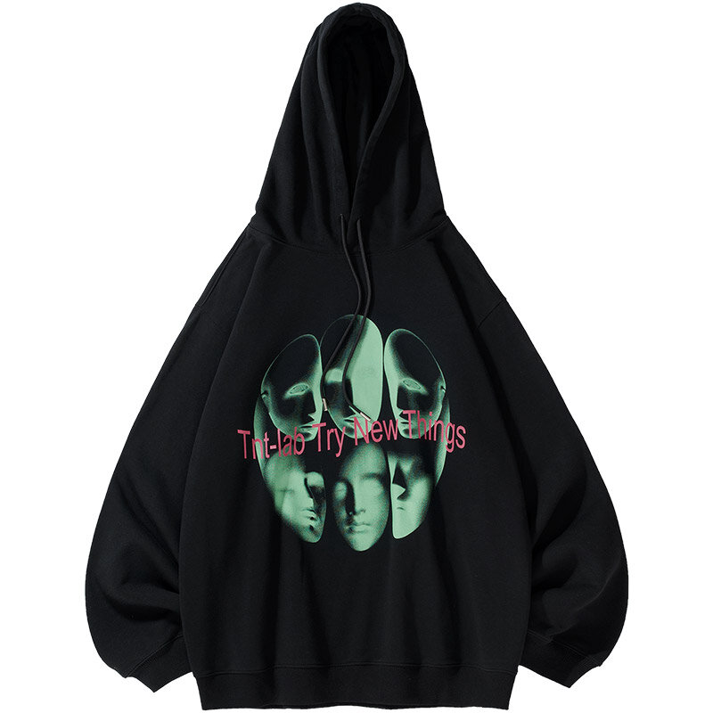 Preto manga comprida camisola oversized estilo punk streetwear moletom feminino oversized hoodie gótico y2k harajuku