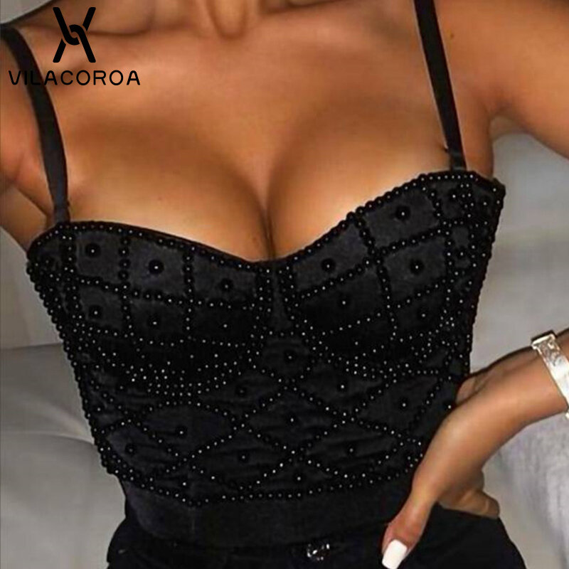 Corset Gothic sexy Camisole Top Women Solid Fashion High Waist Slim Crop Top Woman Party Temperament Commute Camisole Tube Top