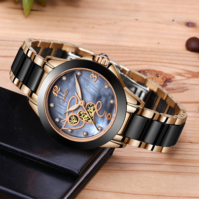 SUNKTA-reloj de oro rosa de cuarzo para mujer, accesorio de pulsera de lujo, regalo para mujer