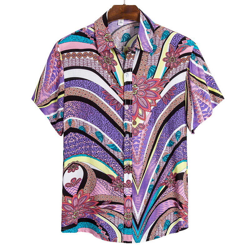 2021 nova chegada camisas masculinas camicias havaianas casual um botão selvagem camisas impressas de manga curta blusas topos