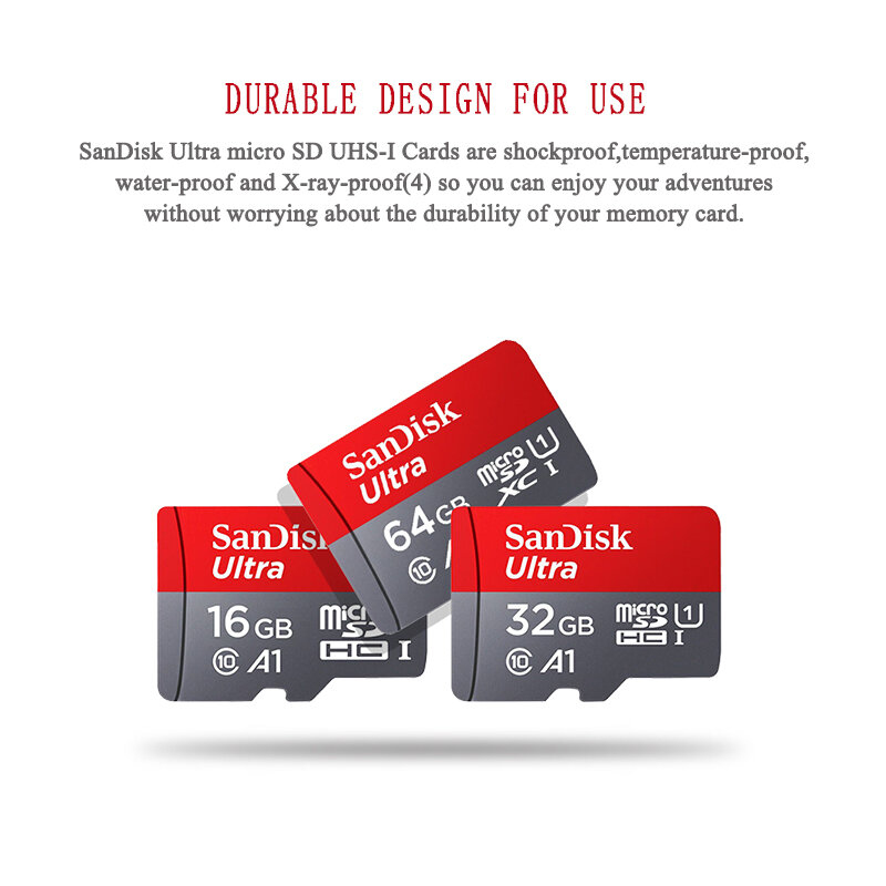 Sandisk-cartão de memória micro sd, armazenamentos de 400gb, 256gb, 200gb, 128gb e 64gb, classe 10, 32gb e 16gb, flashcard tf/sd