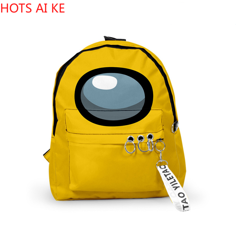 Among Us กระเป๋าเป้สะพายหลังขนาดเล็กกระเป๋าลูกอมสี Unisex 3D Oxford กันน้ำอุปกรณ์เสริม Key Chain น่ารัก Kawaii เด็ก Sch