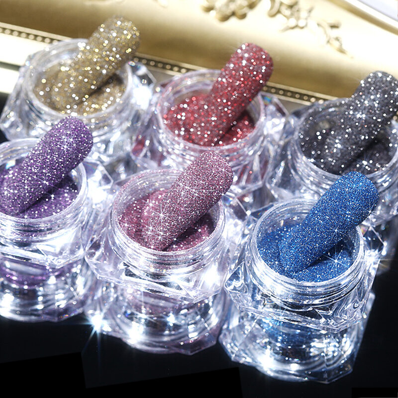 Cristales de uñas dorados y plateados, polvo reflectante, pigmento brillante de purpurina arcoíris, cristal iridiscente, Micro taladro, decoración artística de uñas