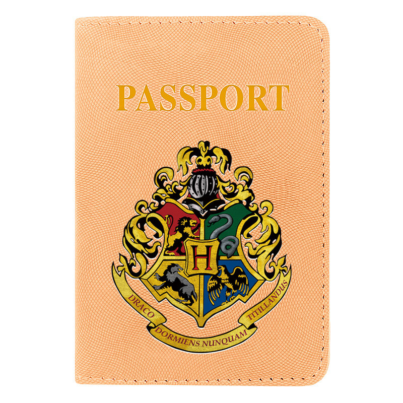 클래식 패션 매직 아카데미 로고 인쇄 Pu 가죽 여행 ID 신용 카드 홀더 포켓 지갑 가방, 여성 남성 여권 커버
