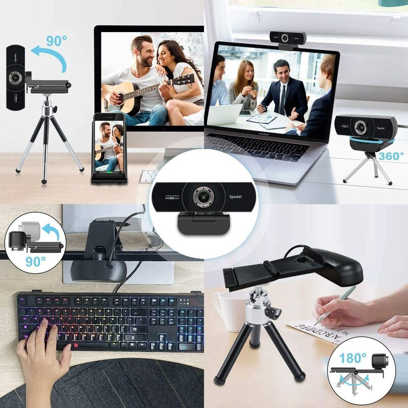 Spedal-webcam hd mf934h 1080p com microfone, 60fps, para computador, notebook, reuniões, streaming, usb, [plug and play]