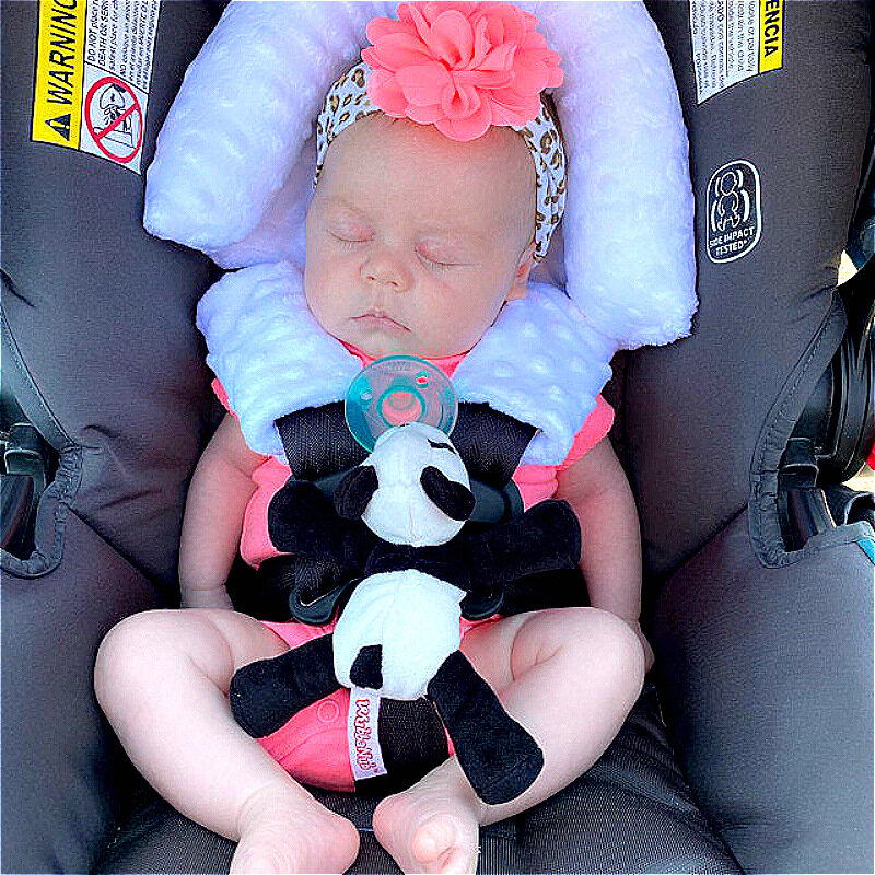 Cinturón de seguridad para cochecito de bebé, almohada a juego, protección para el cuello, reposacabezas suave para dormir