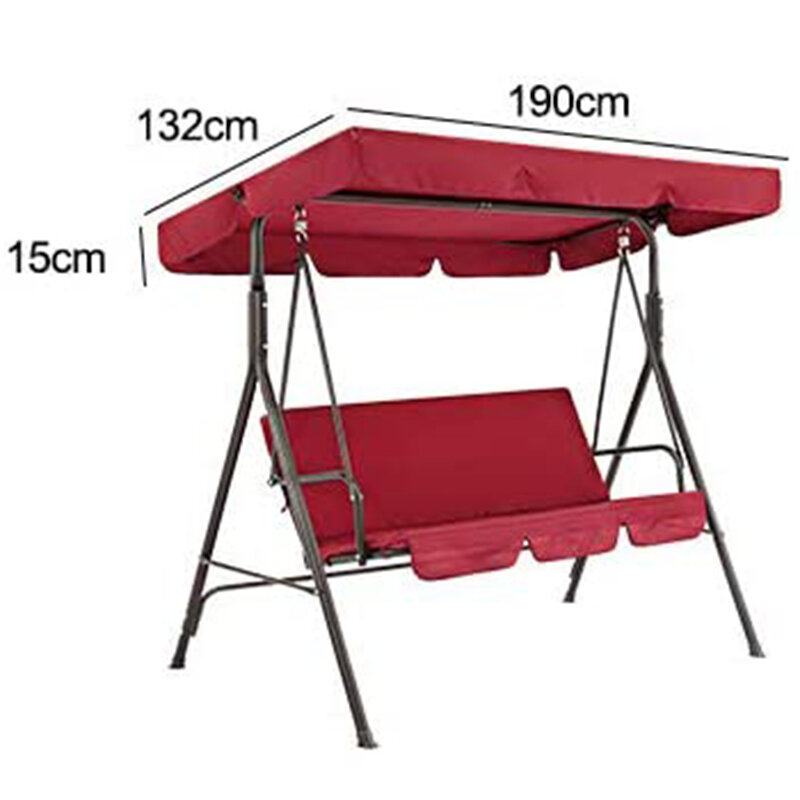 Terraço cadeira de balanço c-sobre 2 peças/set universal jardim cadeira dustproof 3-seater capa ao ar livre (vermelho)