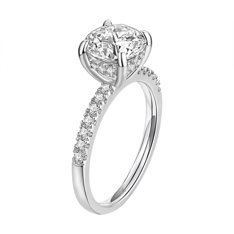 Wuziwen anello di fidanzamento in zircone cubico AAAAA con taglio rotondo in argento Sterling 925 massiccio da 1,8 ct per gioielli da sposa da donna