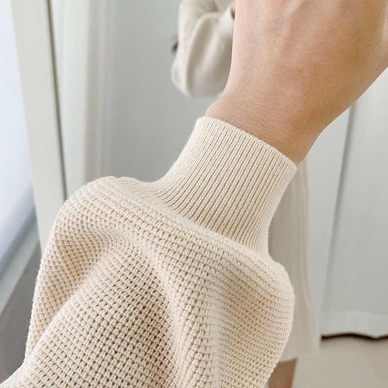 Hebe & Eos Gaun Rajut Wanita Musim Gugur 2021 Gaun Antik Elegan Gaun Sweter Musim Dingin Lengan Panjang Solid Gaun Midi Jubah Perempuan