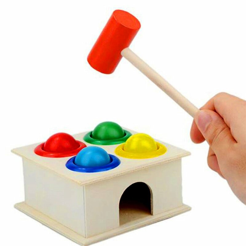 1 Lot de jouets ludiques et éducatifs en bois pour enfants, avec boules et marteau, amusant, jeu du hamster, petite enfance