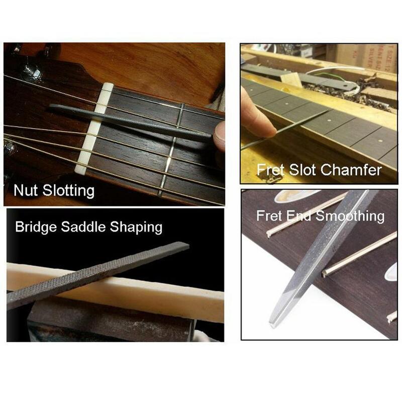 Luthier-바늘 파일 키트, 기타 그라인딩 유지 보수 파일, 기타 너트 슬롯 프렛 드레싱 파일, 기타 수리 도구, 10 개