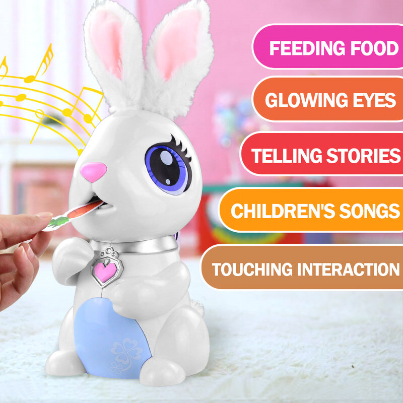 ロボット玩具空腹バニーインタラクティブロボットウサギのギフト子供のためのふり食べる音楽電子ロボット