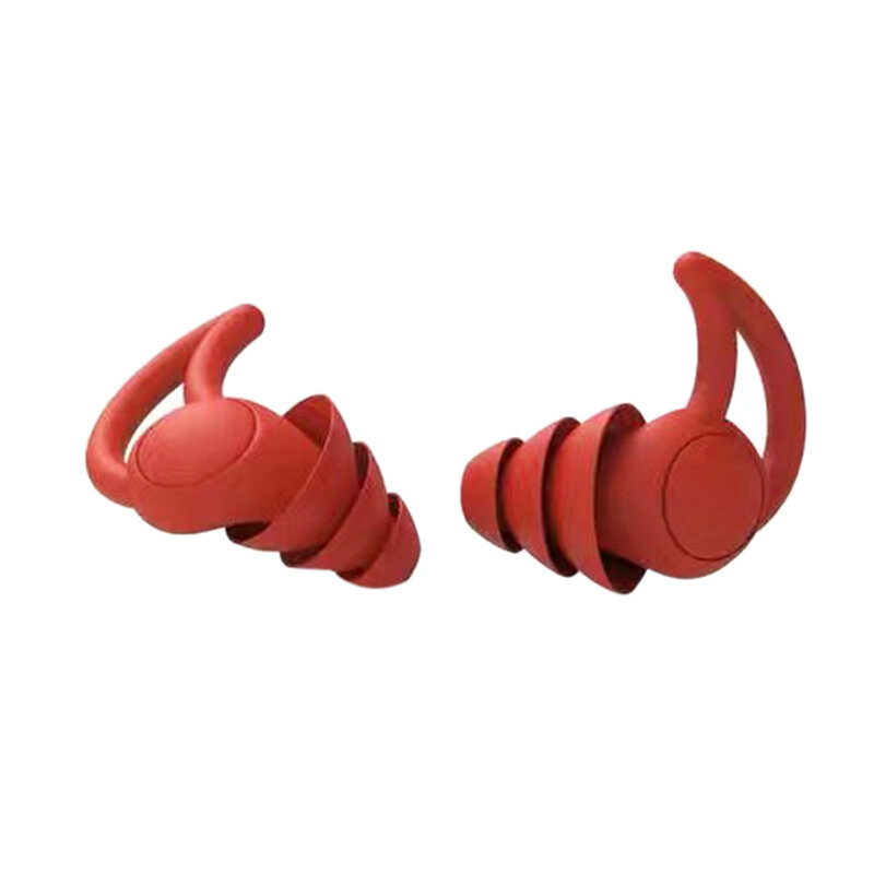 2 par de tampões de ouvido confortável em forma de cone viagem sono à prova de ruído tampões de ouvido sono som proteção de ouvido vermelho & preto