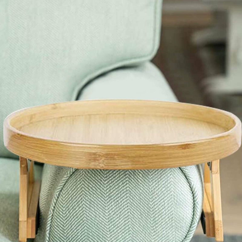 Sofa taca stół podłokietnik sofy Clip-On taca naturalny bambus Sofa taca praktyczna TV taca na przekąski do zdalnego sterowania/kawa/przekąski/
