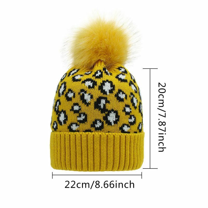 2Pcs Women's Leopard Beanie Hat Scarf Set Soft Knitted Warm Casual Warmer For Autumn Winter Outdoor Activity
