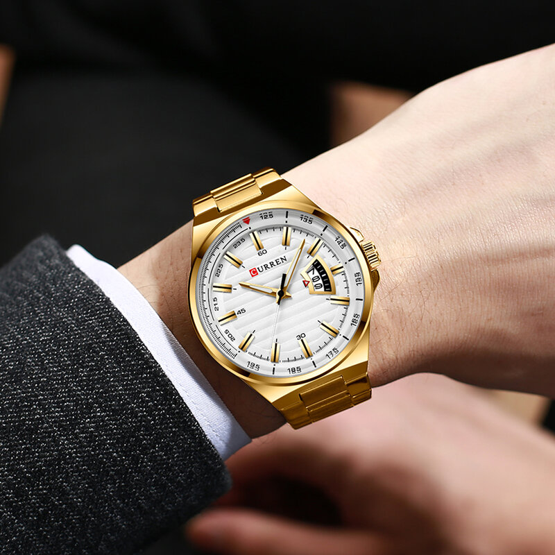 Новинка CURREN Мужские часы Топ люксовый бренд золотые полностью стальные водонепроницаемые спортивные кварцевые часы мужские модные часы дл...