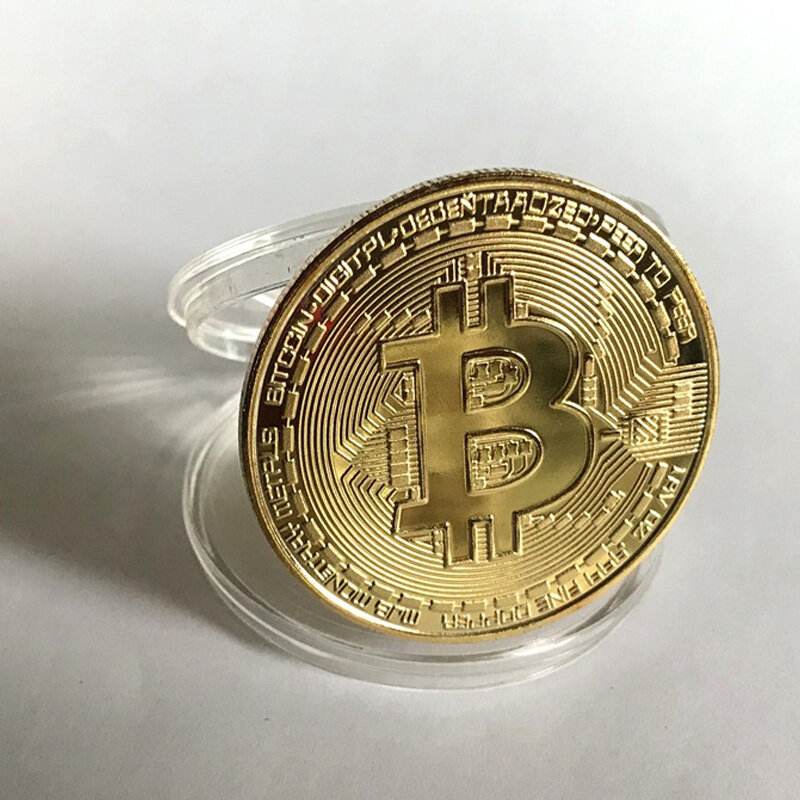 Dropshipping Souvenir Bitcoin fisico placcato in oro con custodia da collezione grande regalo Bit Coin Art Collection monete Commemorative