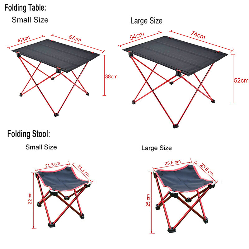 HooRu-피크닉 테이블 의자 세트, 휴대용 접이식 캠핑 테이블 스툴 포함, 경량 아웃도어 백팩, 해변 하이킹 캠핑 세트