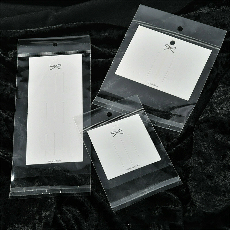 100 pçs branco em branco clipe de cabelo cartões de papel acessórios para o cabelo jóias cartão de exibição moda clipe de cabelo titular embalagem saco de plástico