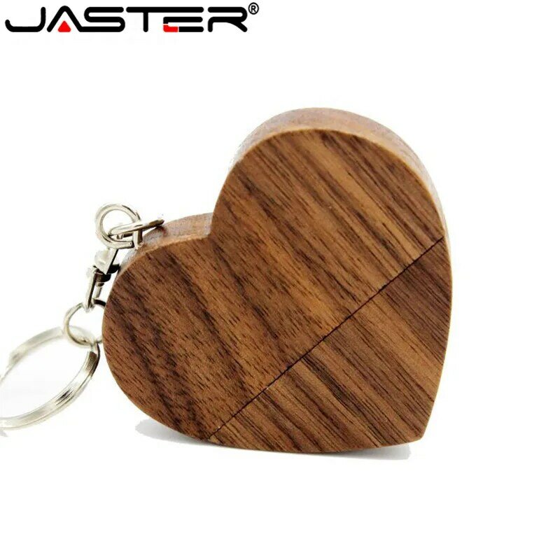 Jaster coração de madeira usb 2.0 pen drive memória vara pendrive 4gb a 64gb logotipo da empresa personalizado presente de fotografia de casamento