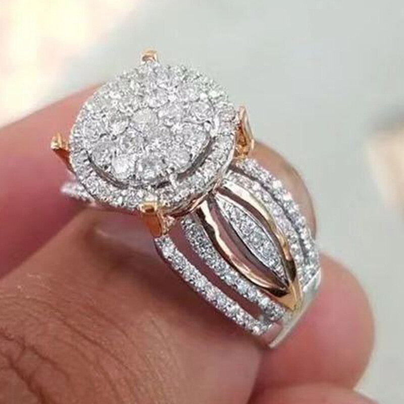 FFLACELL 새로운 여성 럭셔리 라인 석 반지 약혼 반지 여성 결혼 파티 선물