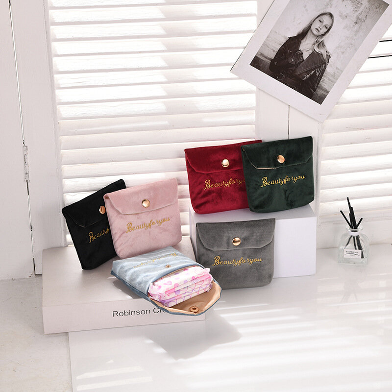 Bolsa feminina de veludo com fecho, bolsa para cosméticos pequena, bolsa para batom e cosméticos, organizador de viagem, mini bolsa de beleza