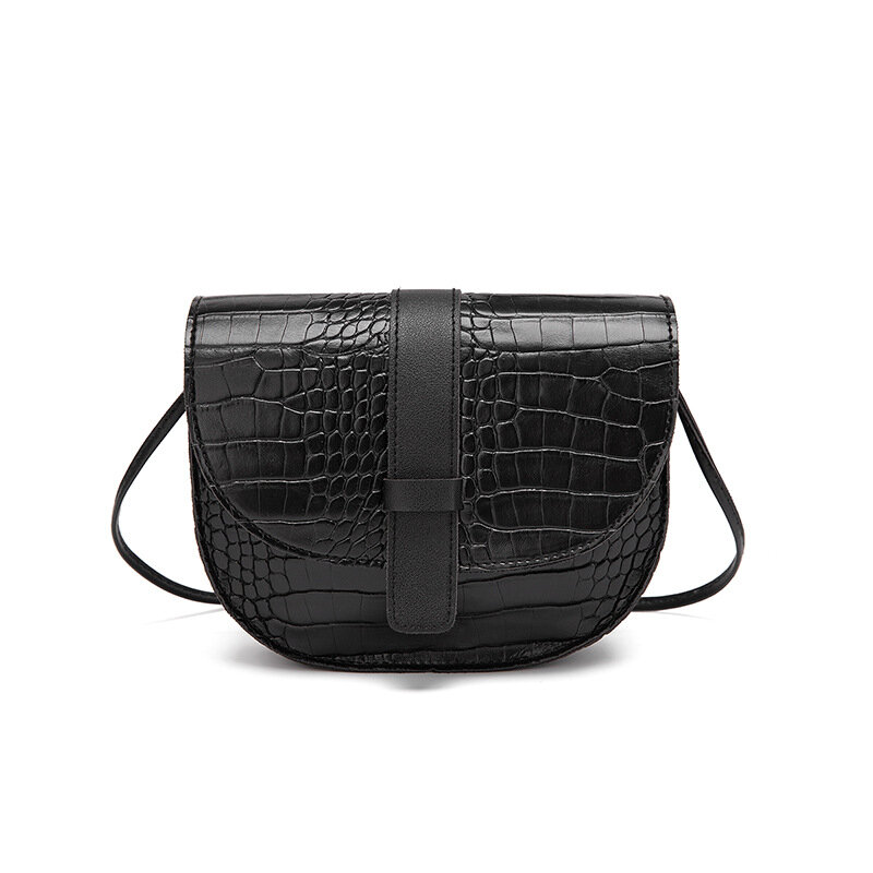 Women Luxury Shoulder Bags Crocodile Pattern Handbag Female Crossbody Bag Half Round PU Leather Messenger Bag