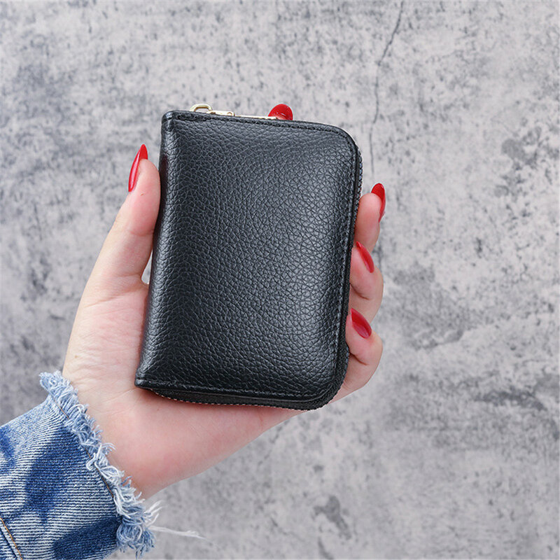 Mini carteira de couro, carteira da moda com espaço para cartões de crédito, com zíper, porta-moedas, de órgão, porta-cartão