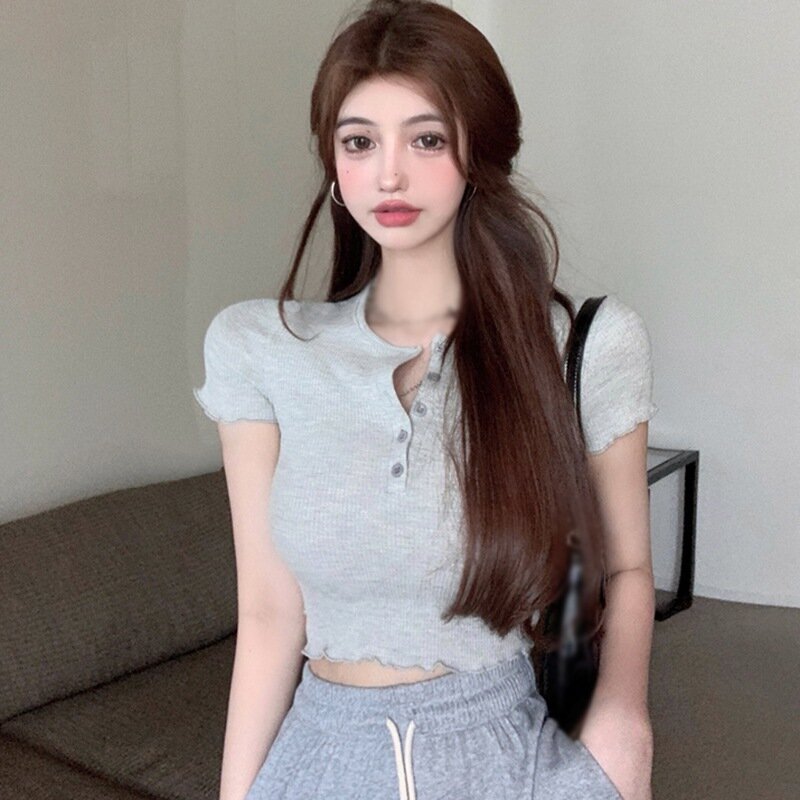 Magliette da donna magliette bianche a maniche corte stile coreano top camicie Casual a fondo sottile estivo