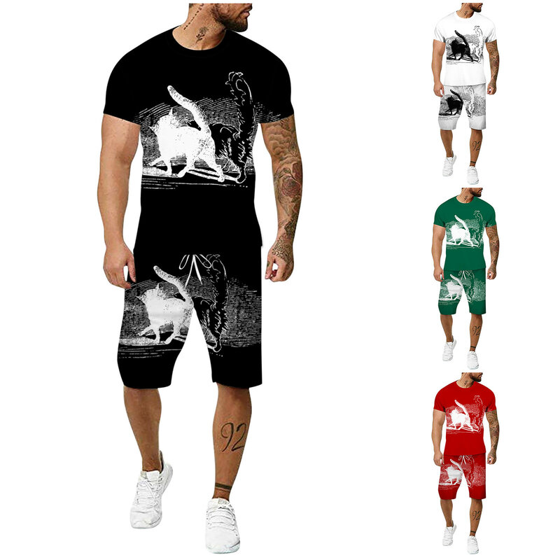Комплект мужской спортивной одежды 57 #, летние спортивные шорты для отдыха, 3d фитнес, костюм из двух предметов для бега на открытом воздухе, о...