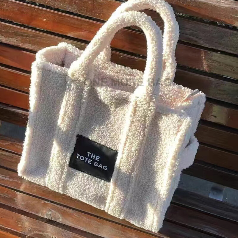 Furry Tote Bag kobieta o dużej pojemności proste torebki Casual 2021 nadruk w litery torba na ramię Crossbody torebka damska Ins