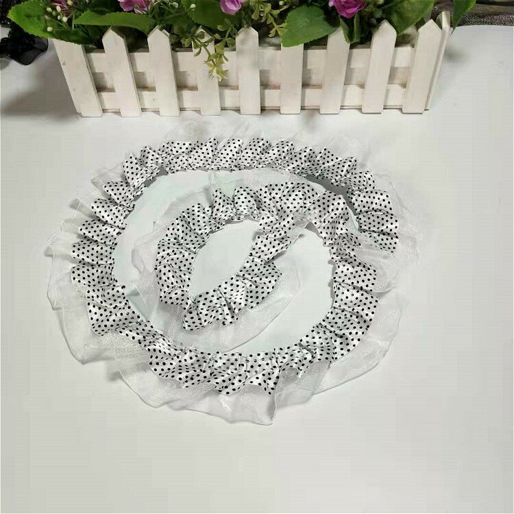 4cm Wide White Black Double Layer 3D Polyester tulle Lace Fabric Embroidered Ribbon Edge Trim Collar Dress Decorated DIY Crafts