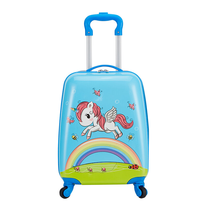 Bolsa de equipaje con ruedas para niños, Maleta de viaje con dibujos animados, Maleta de cabina, regalo bonito, 16 y 18 pulgadas