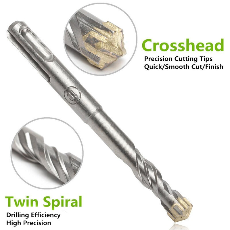 JUSTINLAU-brocas de martillo en espiral doble, herramienta para mampostería, 110mm, 5/6/8/10mm, SDS Plus, 1 unidad