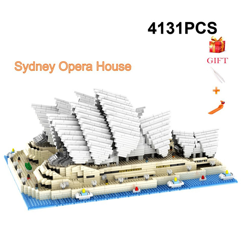 Brinquedos educativos das crianças pzx bloco de construção arquitetônico brinquedo 3d montagem sydney opera house mini adulto diy tijolos com caixa