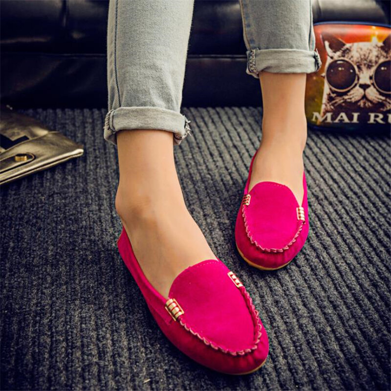 Sapatos casuais primavera outono flat loafer sapatos femininos escorrega macio dedo do pé redondo denim sapatos de brim mais tamanho