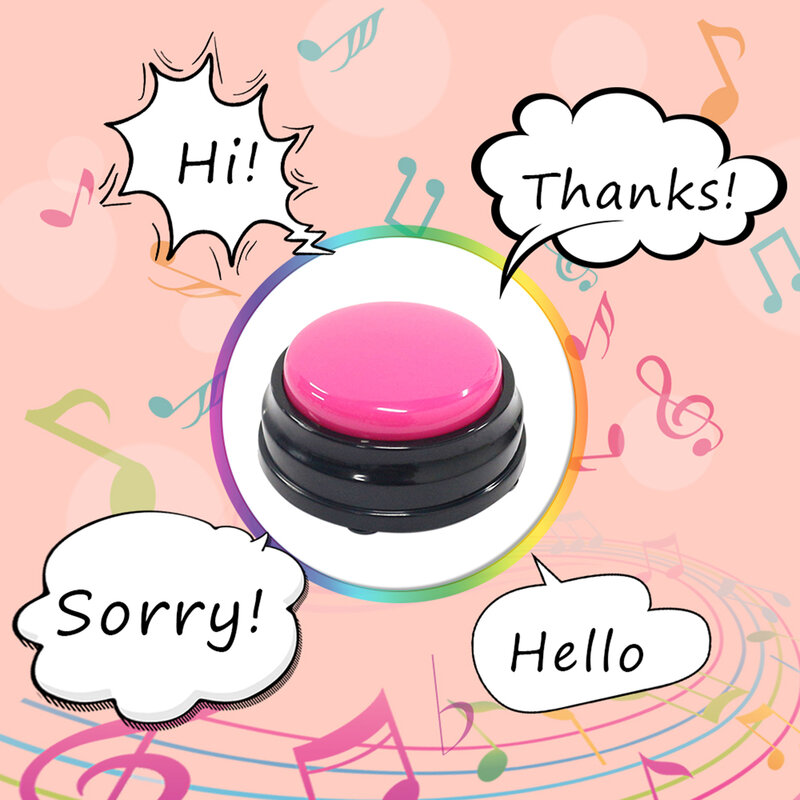 Кнопка для записи звука, маленький размер, удобный для переноски, голос для детей, Интерактивная игрушка, кнопки ответа, оранжевый + розовый +...