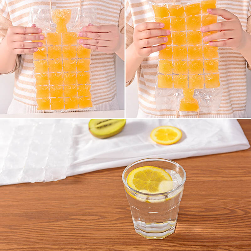 10Pcs Ice Cube Bags Ice-making Bag Self-Seal Disposable Faster Freezing Maker Transparent Ice Cube Trays Mold
