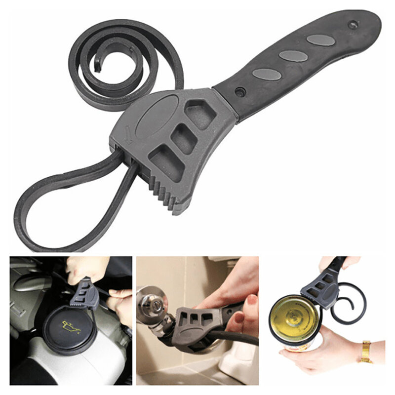 Universal 500mm multitool chave cinta de borracha ajustável chave para qualquer abridor ferramenta chave correia preta ferramentas de automóvel caixa